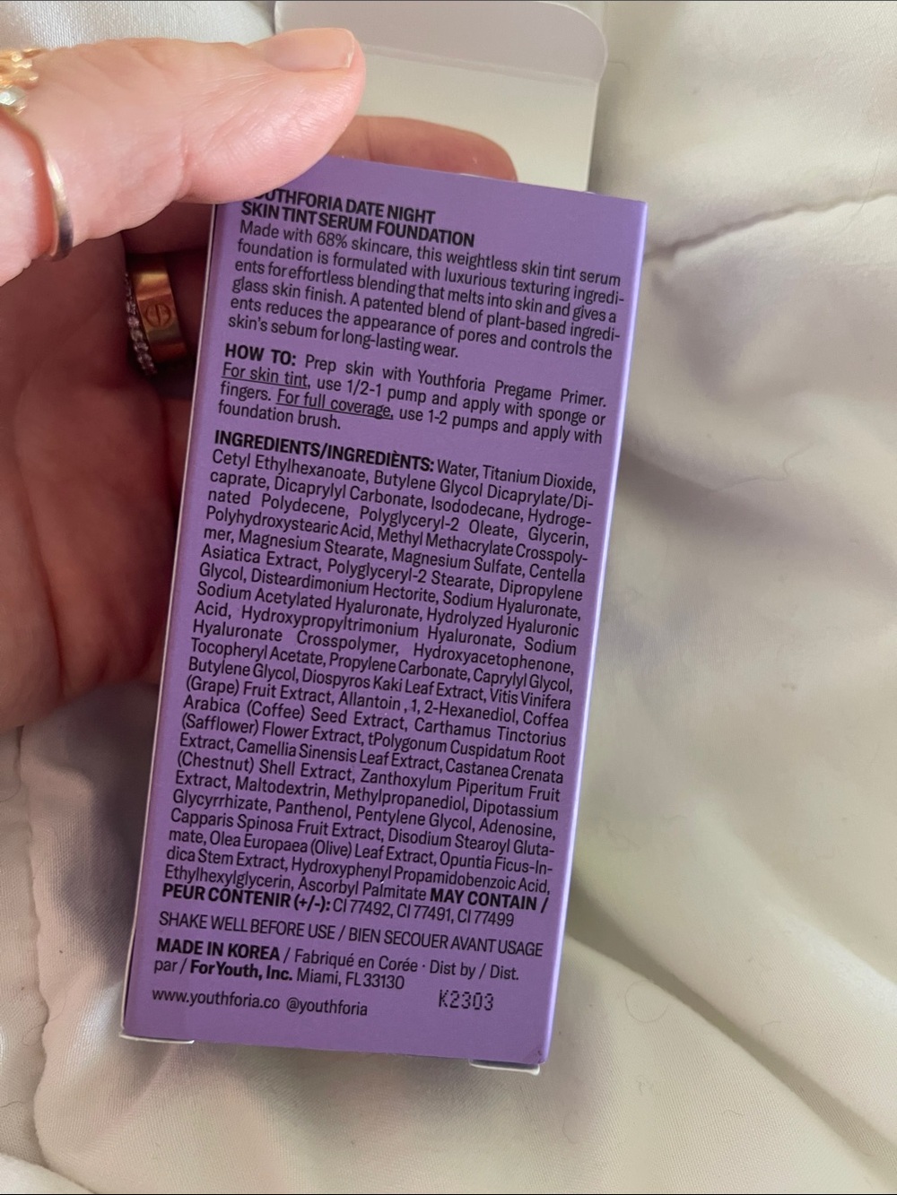 Date Night Skin Tint Serum Foundation by Youth Foria - shade 315 - Picture 3 of 5